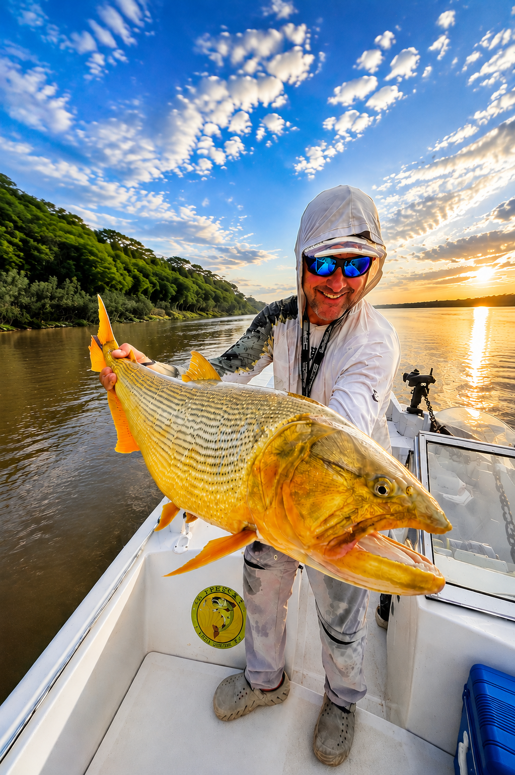 Pesca deportiva de dorado en el río Paraná, Villa Urquiza, Entre Ríos. Excursiones de pesca embarcada con guía.